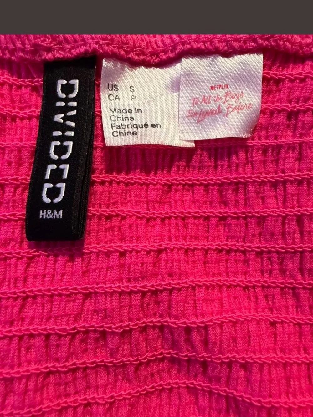 H&M Hot Pink Ruched Long-Sleeve Crop Top